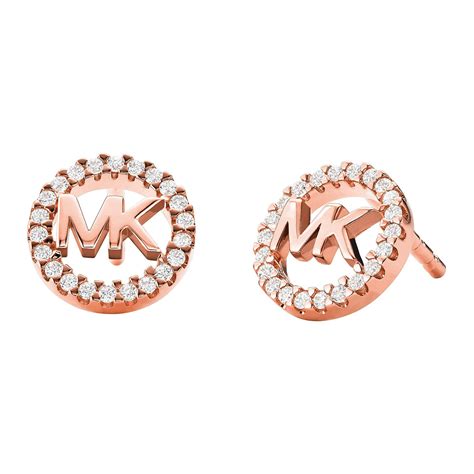 michael kors rose gold tone stone set logo stud earrings|Michael Kors mk stud earrings.